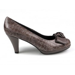 zapatos de tacón beige . 7586l