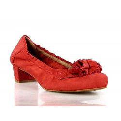 zapatos rojos de piel con flor 6950