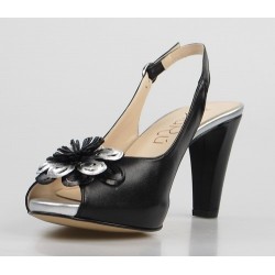 peep toe negro con flor 65