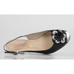 peep toe negro con flor 65