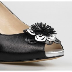 peep toe negro con flor 65