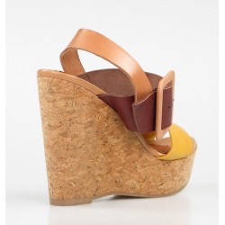 sandalias de piel con cuña de corcho 7675