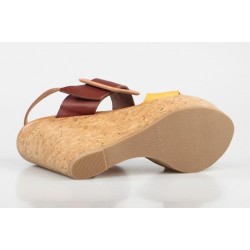sandalias de piel con cuña de corcho 7675