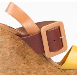 sandalias de piel con cuña de corcho 7675