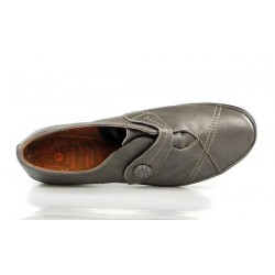 zapatos de piel gris con cuña . x308