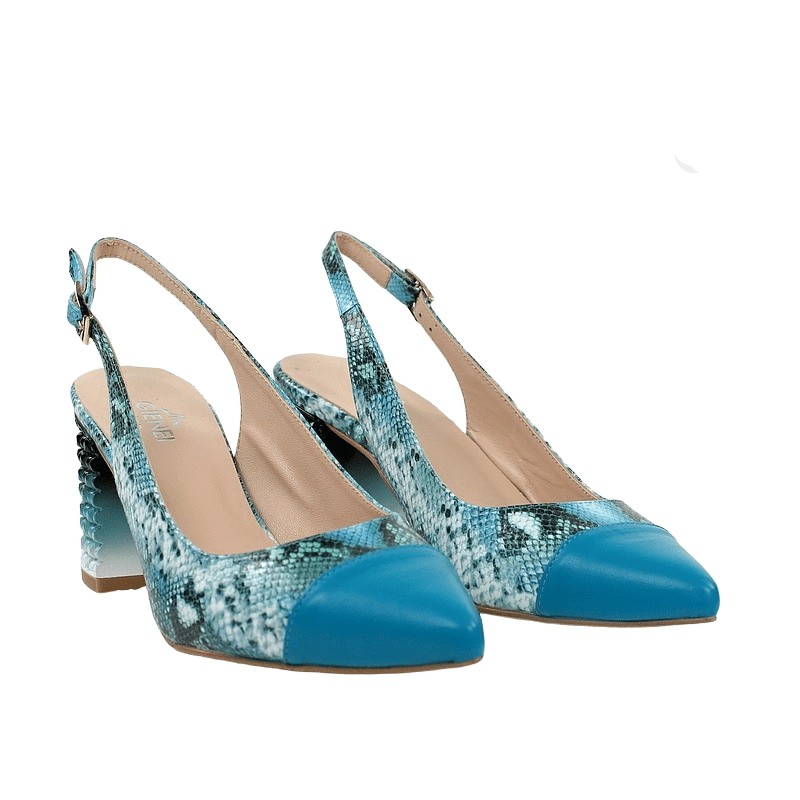 Zapatos de salón destalonados serpiente azul , zapaterias online