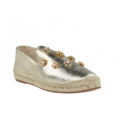 Zapatos piel mujer alpargatas doradas