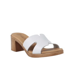 Sandalias gel tacón destalonadas blancas de piel