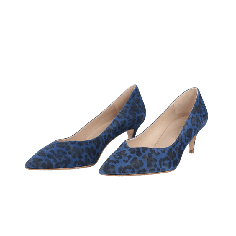 Zapatos de tacón azules leopardo piel