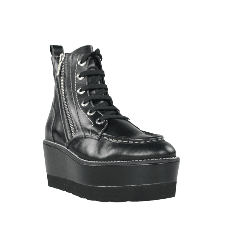 Botines mujer modernos de piel con cuña plataforma