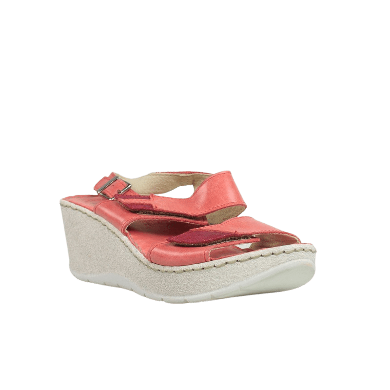 Outlet zapatos sandalias online mujer rojas con cuña