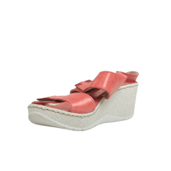Outlet zapatos sandalias online mujer rojas con cuña