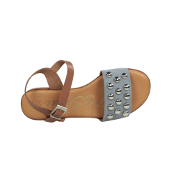 Sandalias online mujer planas marrón y gris.
