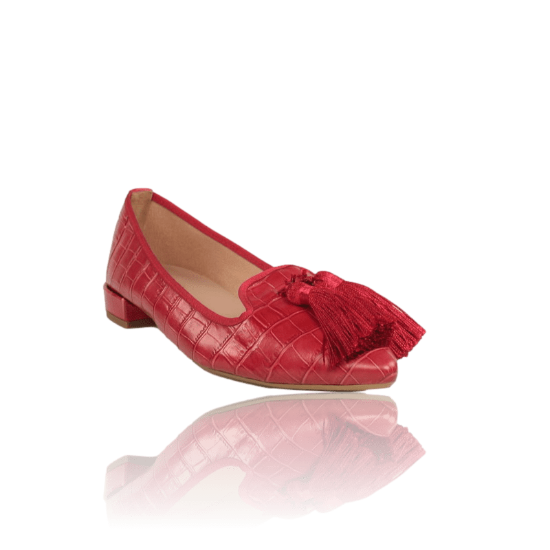 Zapatos de verano mujer planos rojos de piel