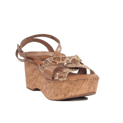 Cuñas baratas gel altas piel color taupe