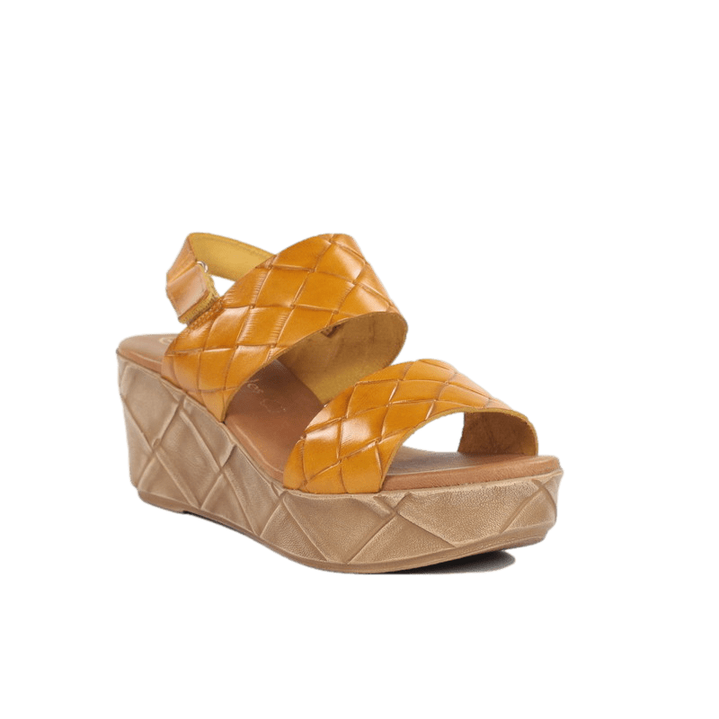 Cuñas con suela de gel piel mostaza