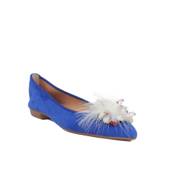 Zapatos mujer verano azules con adorno planos
