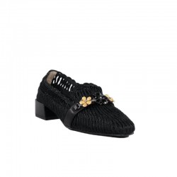 Zapatos mujer verano talla 37 negros tejido trenzado