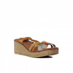 Outlet sandalias piel con plantilla de gel con cuña