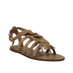 Sandalias plana de piel con...