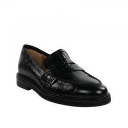 Mocasines mujer negros piel...