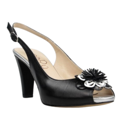 peep toe negro con flor 65-v17