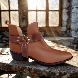 Botines piel camel camperos...